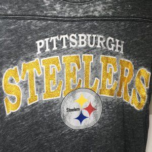 Steelers Gray Tee w/ Gold glitter NFL Juniors sz L